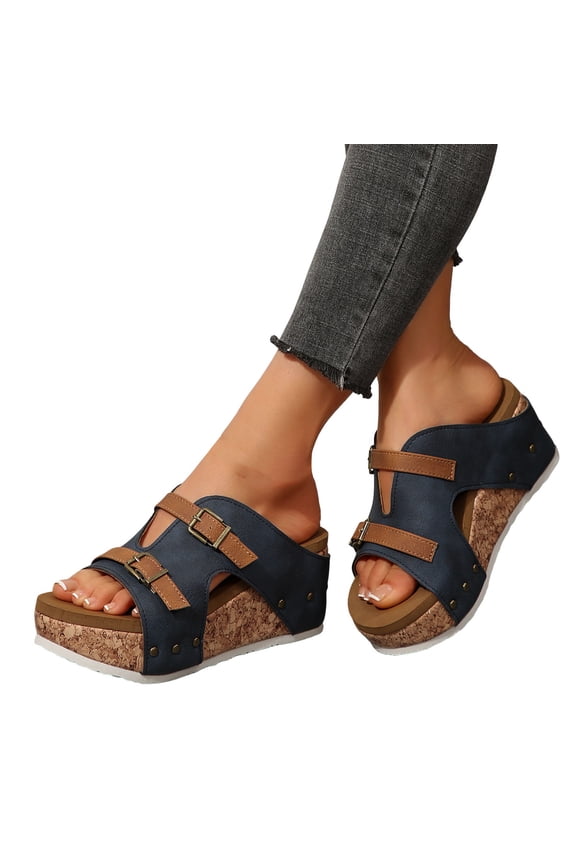 Chunky Platform Wedge Sandals for Women 2025 Fashion Casual Beach Open Toe Slides Dressy Slip on Summer Shoes