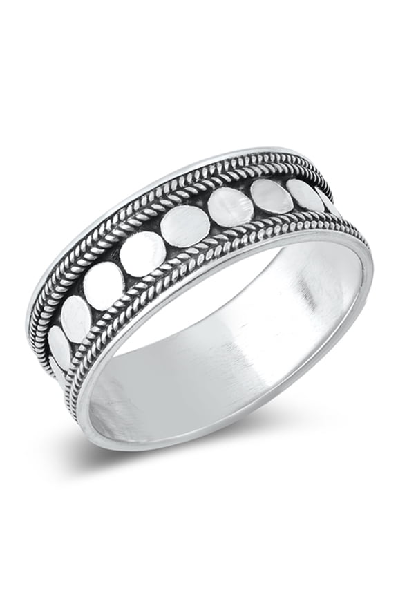 Chunky Polka Dot Ring .925 Sterling Silver Band Jewelry Female Male Unisex Size 6