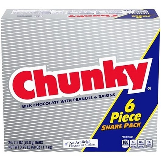 Chunky Share Pack, Bulk Individually Wrapped Milk Chocolate Ferrero Candy Bars, Great for Holiday Stocking Stuffers, 2.5 oz, Pack of 24