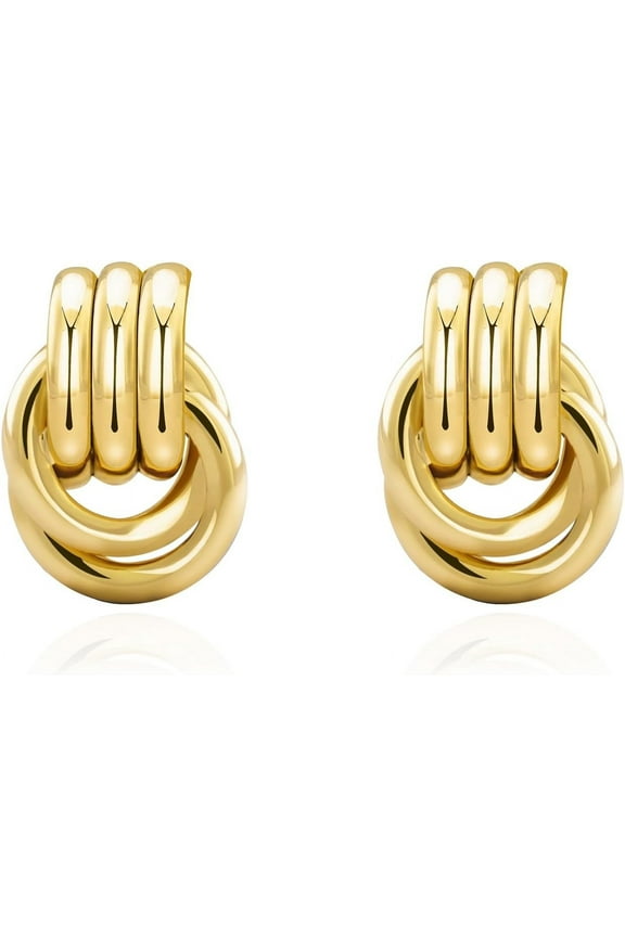 Chunky Small Knot Earrings Gold Silver Geometric Earrings for Women Hypoallergenic Dangle Drop Earrings
