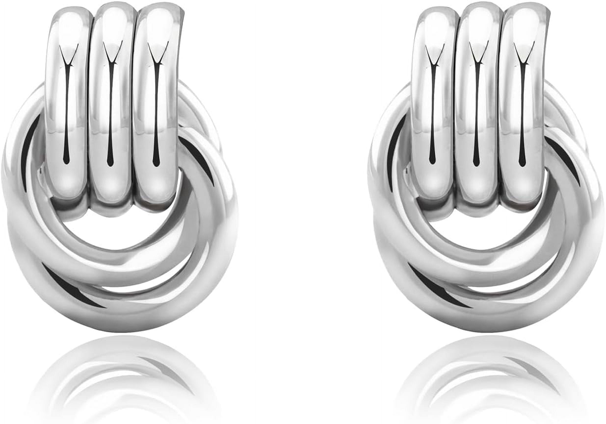Chunky Knot Earrings For Women - Geometric Drop Dangle Earrings, Lightweight Trendy Fashion Jewelry