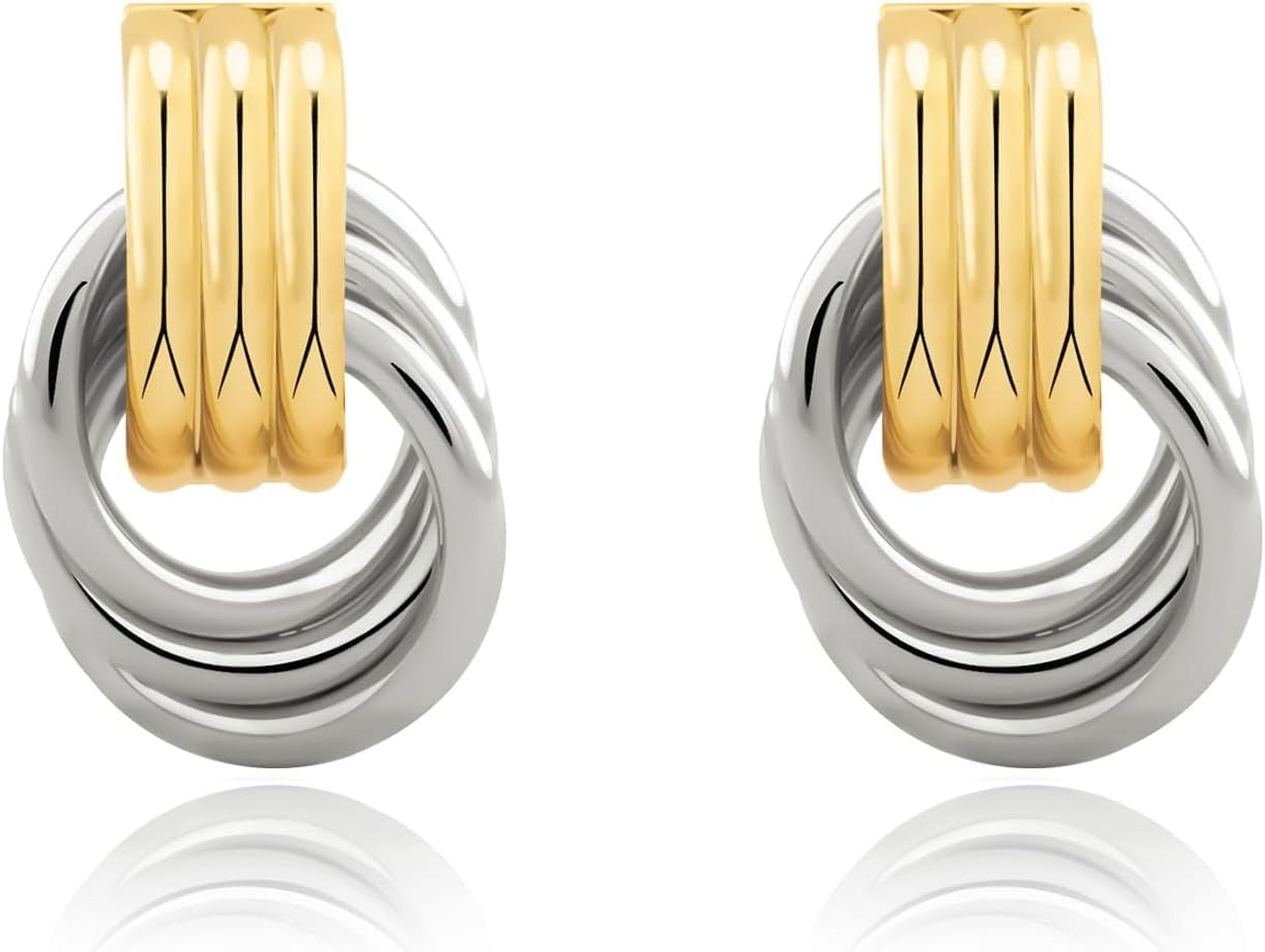 Gold Knot Earrings For Women - Chunky Drop Dangle Statement Jewelry, Hypoallergenic & Lightweight