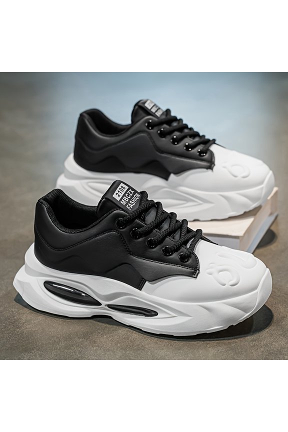 Chunky Sneakers Men Designer Soft Sole Sport Shoes Fashion Casual Microfiber Upper Height Increased Platform White Shoes