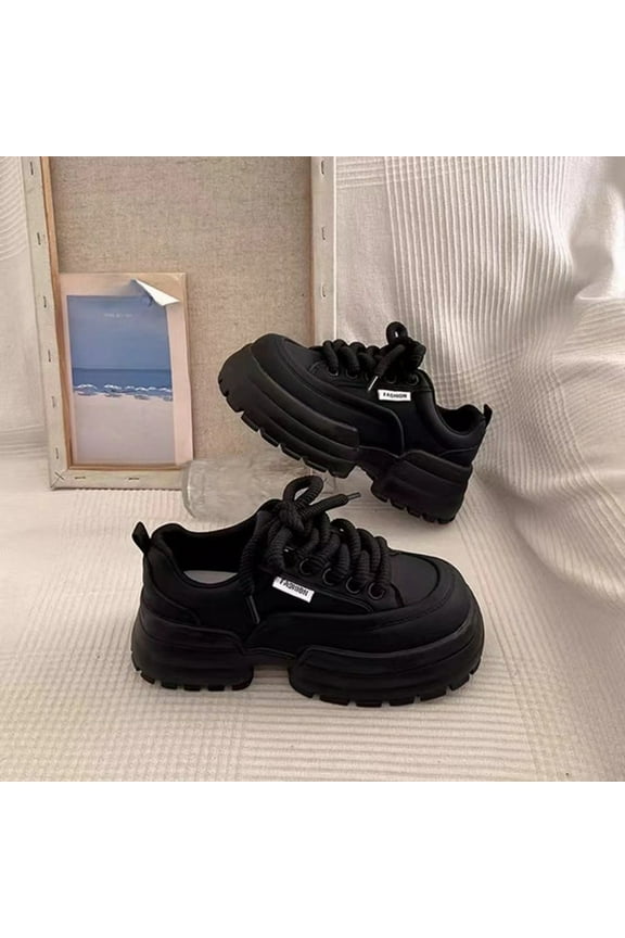 Chunky Sneakers for Women Fashion Platform White Leather Casual Dad Shoes Comfortable Non-Slip Wedge Walking Sport Driving Workout Shoes Footwear