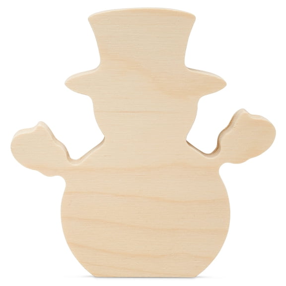 Chunky Snowman Shelf Sitter 4-inch, Blank Wooden Snowman Decor, Christmas Tiered Tray Decor for Winter Crafts, by Woodpeckers