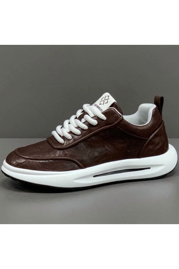 Chunky Sole Casual Shoes Men, 2026 Solid Color Synthetic Sneakers with Cushioned Insole and Flexible Comfort, All-Season Versatile Footwear Urban Street Style
