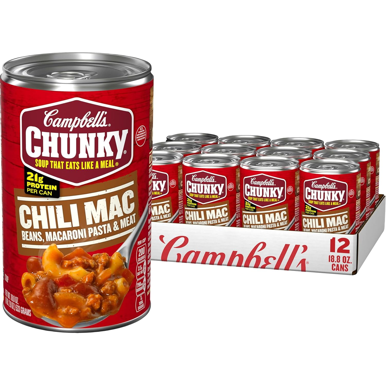 Campbells Chunky Soup, Chili Mac, 18.8 Ounce Can (Case Of 12)