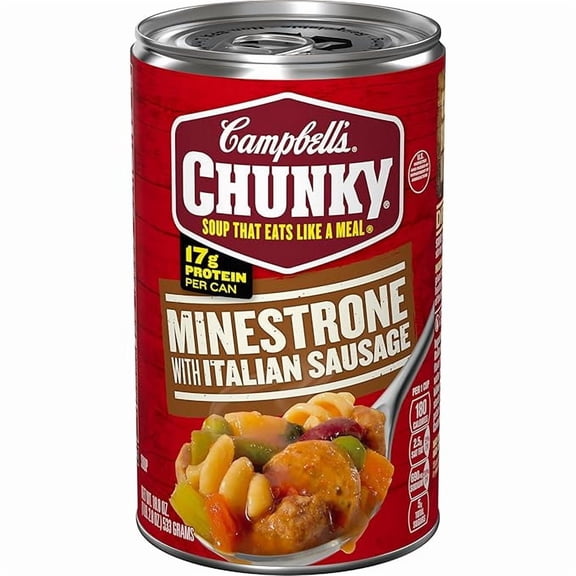 Chunky Soup, Minestrone with Italian Sausage Soup, 18.8 Oz Can