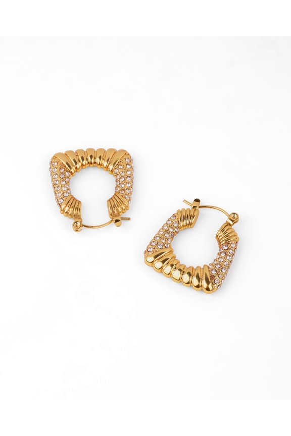 Chunky Square Shape Zircon Hoop Earrings