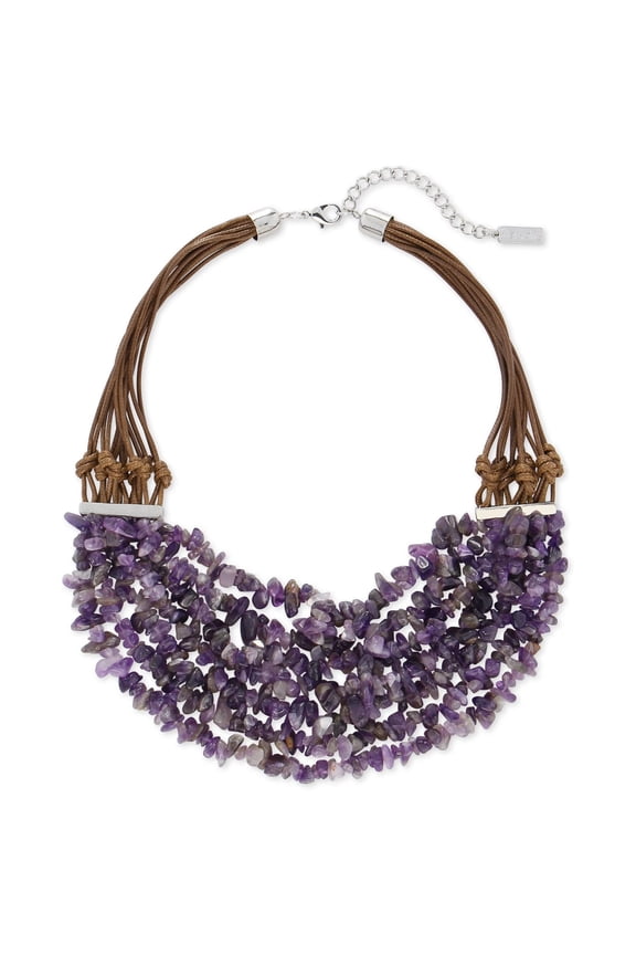 Chunky Statement Crystal Beaded Necklace for Women Purple Amethyst Coral Turquoise Cluster Collar Chain Necklace for Women Gift (BN-0029-White-TurBN-0029-White-Tur)