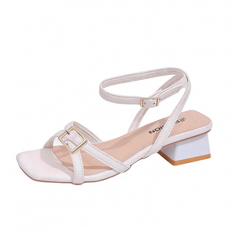 ladies dress sandals low heel Dream Pairs Women's Heeled Sandals- Chunkle, Size 8.5, Gold Womens New Large Size Hollow Thick Bottom One Line Buckle Wedge Sandals Features HEUIVZAR Womens Kitten Low Heel