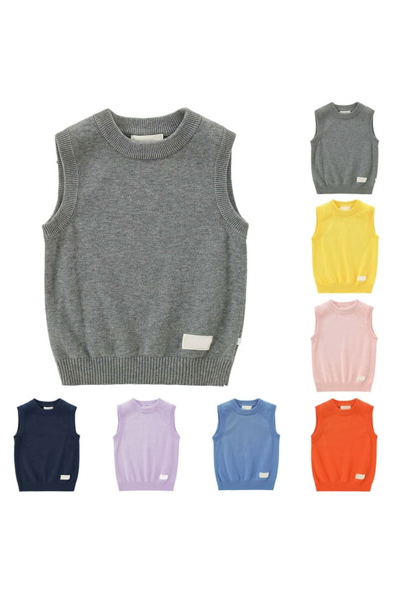 Chunky Sweater Toddler Boys Sweater Vest 100% Cotton School Uniform Vest for Girls Boy Toddler Kids Knit Vest School Uniform Sweater