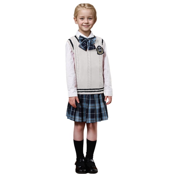 Chunky Sweater Toddler Boys Sweater Vest Size 1-8 Years Cable V-Neck Knitted Uniform Sweaters Girls Clothes Dress Vest Uniform Sweater Boys