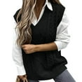 thumbnail image 1 of Chunky Sweater Vest Womens Sleeveless Cable Knit Pullover Sweater Sweater Fall Winter Warm Tops Black, S, 1 of 6