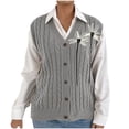thumbnail image 1 of Chunky Sweater Vest Womens Sleeveless Cable Knit Sweater Pullover Fall Winter Warm Tops Gray, Free Size, 1 of 7
