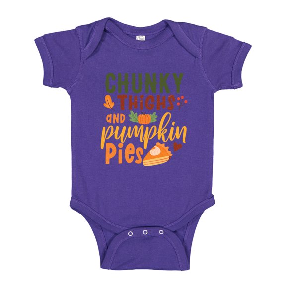 Chunky Thighs and Pumpkin Pies Baby Bodysuit One Piece 18 mo Purple