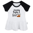 thumbnail image 1 of Chunky Things & Pumpkin Pie Novelty Dresses For Baby, Newborn Babies Skirts, Infant Princess Dress, 0-24M Kids Graphic Clothes (Black Raglan Dresses, 0-6 Months), 1 of 4