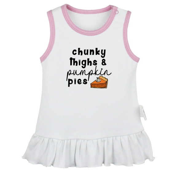 Chunky Things & Pumpkin Pie Novelty Dresses For Baby, Newborn Babies Skirts, Infant Princess Dress, 0-24M Kids Graphic Clothes (White Sleeveless Dresses, 0-6 Months)