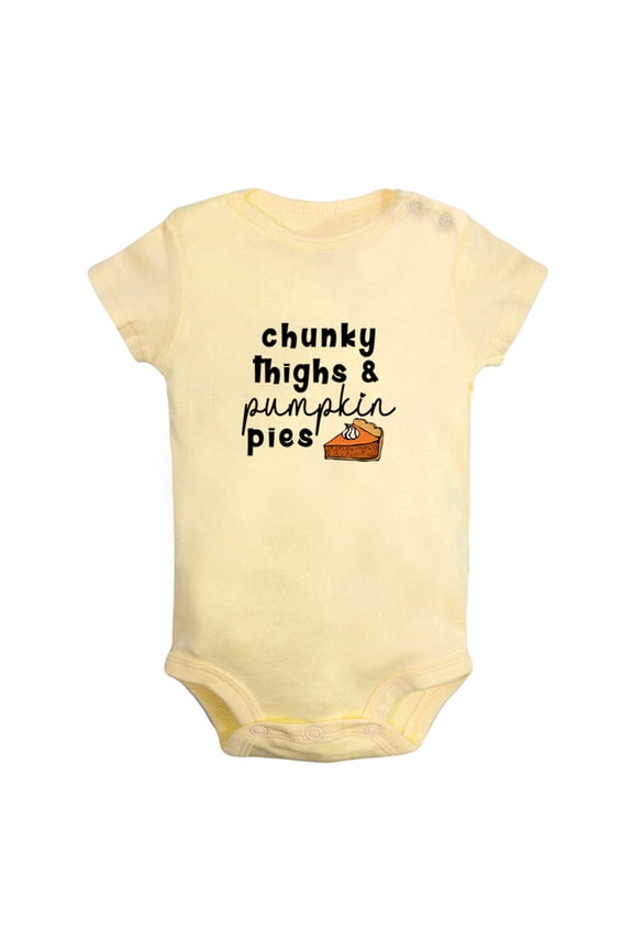 Chunky Things & Pumpkin Pie Novelty Rompers For Babies, Newborn Baby Unisex Bodysuits, Infant Jumpsuits, Toddler 0-12 Months Kids One-Piece Oufits (Yellow, 18-24 Months)