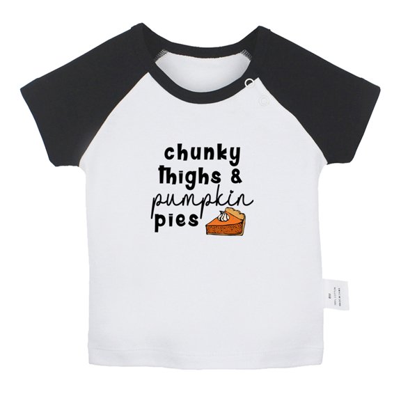 Chunky Things & Pumpkin Pie Novelty T shirt For Baby, Newborn Babies T-shirts, Infant Tops, 0-24M Kids Graphic Tees Clothing (Short Black Raglan T-shirt, 18-24 Months)