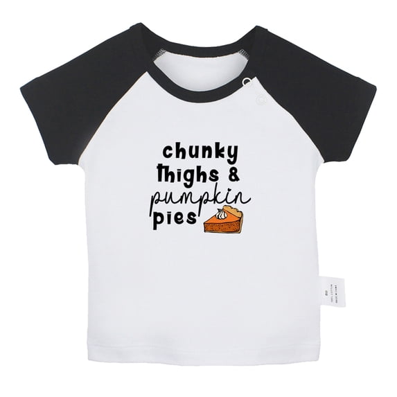 Chunky Things & Pumpkin Pie Novelty T shirt For Baby, Newborn Babies T-shirts, Infant Tops, 0-24M Kids Graphic Tees Clothing (Short Black Raglan T-shirt, 18-24 Months)
