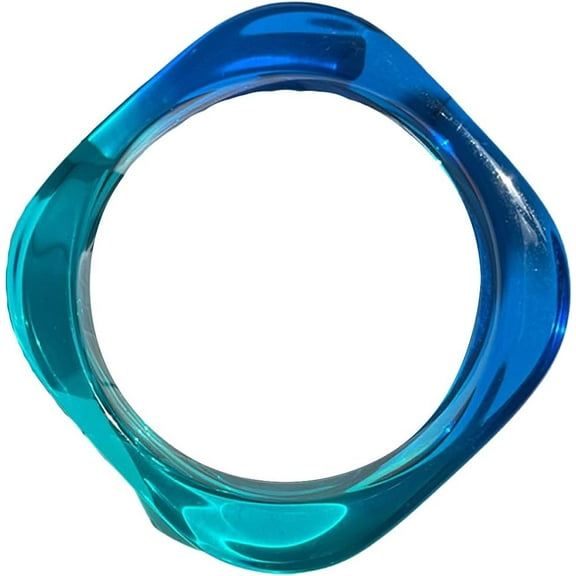 Chunky Transparent Colorful Acrylic Bracelet,Wide Thick  Round Bangle,Resin Simple Blue Gradient Neon Statement Bracelet for Wome