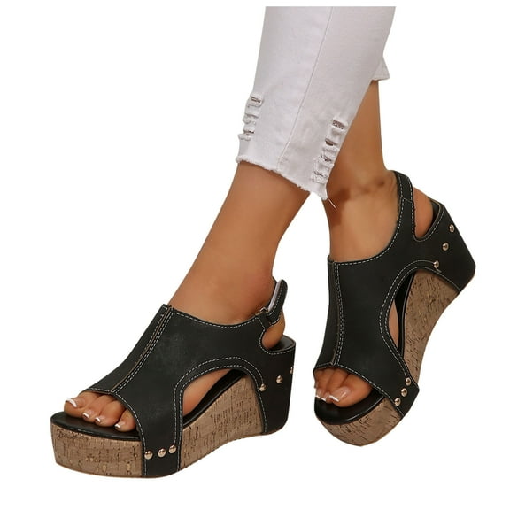 Chunky Wedge Sandals for Women 2025 Summer Dressy Open Toe Ankle Strap Shoes Slingback Casual Dressy Beach Sandals