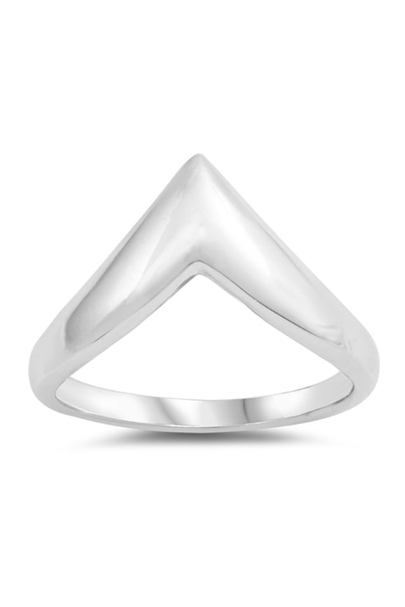 Chunky Wide Point V Modern Bubble Chevron Arrow Sterling Silver Ring 925 Jewelry Female Male Size 7