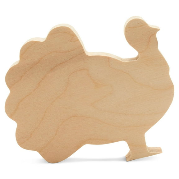 Chunky Wooden Turkey Cutout 4-inch, Pack of 2 Wood Animal Crafts to Paint for Thanksgiving Fall Tiered Tray Decor, by Woodpeckers