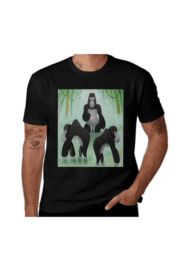 Chunky Woodland Creatures-Gorilla-Khaki-Pale Purpleblue-Dark Grey-Almond Green Casual Streetwea Everyday Tshirt Comfortable Wear tee shirt