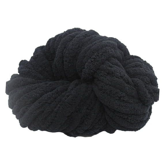 Chunky Wool Yarn Bulky Yarn Filling DIY Bulky Giant Wool Yarn Hand Knit Yarn Jumbo Tubular Yarn for Bed Fence Throw Sweaters Black