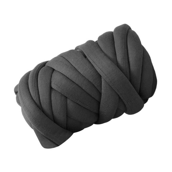 Chunky Yarn Arm Knit Yarn Jumbo Tubular Yarn Hand Knit Knitting 250G Washable Soft Bulky Yarn for Macrame Rug Making Weaving Sweaters Hats Deep Gray