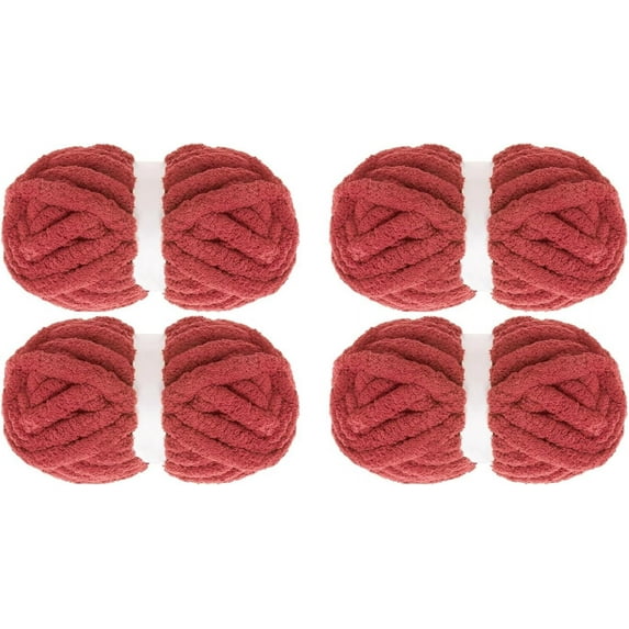 Chunky Yarn for Crocheting 1/2/4 Pack, Fluffy Jumbo Chenille Yarn, Super Soft Plush Yarn for Hand Woven DIY Crafts, Giant Thick Fuzzy Yarn for Hand Knitting (27 yds,8 oz Each Skein)