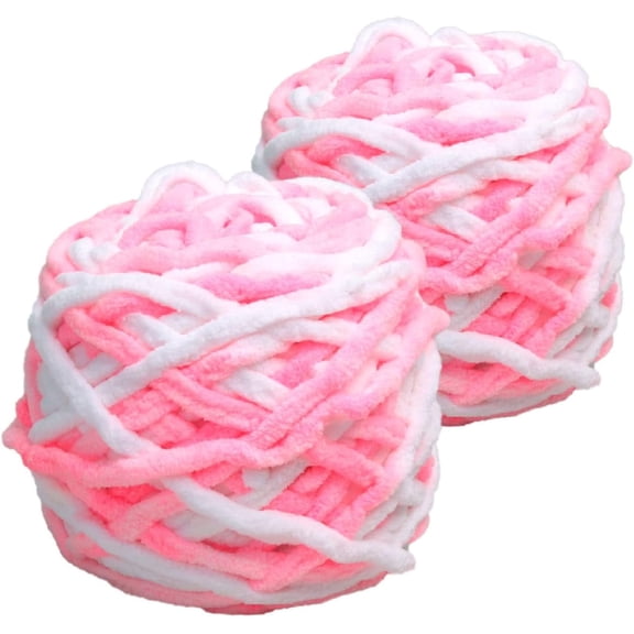 Chunky Yarn for Crocheting 90 yds, 2 Skeins 7mm Thick Fluffy Soft Chenille Yarn Velvet Yarn for Making Blankets, Clothes, DIY Craft, Pattern Knitting Creations 0.44lb/200g