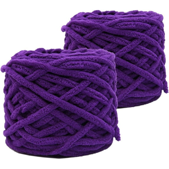 Chunky Yarn for Crocheting 90 yds, 2 Skeins 7mm Thick Fluffy Soft Chenille Yarn Velvet Yarn for Making Blankets, Clothes, DIY Craft, Pattern Knitting Creations 0.44lb/200g