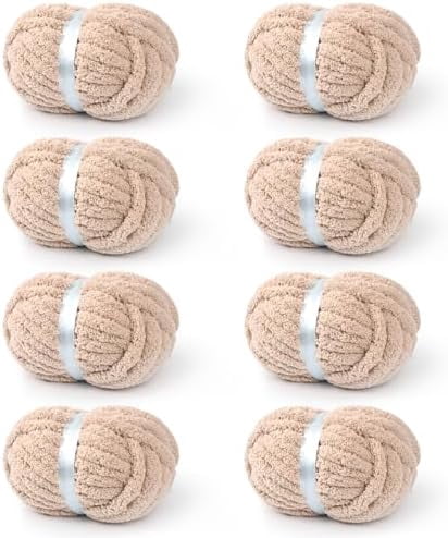 Chunky Yarn for Hand Knitting, 8 Packs Chunky Chenille Yarn for Crocheting, Bulky Thick Fluffy Yarns for Knitting, Super Bulky Blanket Yarns for Handcrafts 2045g (72oz) 245 Yards (224m)
