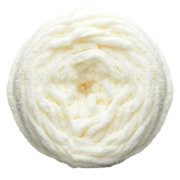 Chunky Yarn for Hand Knitting,Thick Chenille Chunky Yarn for Crocheting,Soft Bulky Fluffy Blanket Big Yarn,Washable Hand Knitting Yarn for DIY Blanket Scarf Sweater,Length 45CM(White)