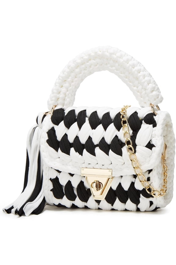 Chunky Yarn Knit Crochet Tote Purse Crossbody Bags for Women - Handwoven Evening Clutch Flap Bag