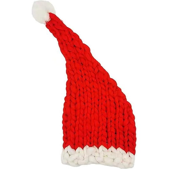 Chunky Yarn Knit Santa Hats for Adult Soft Crochet Christmas Cap Warm Winter Hats for Festive