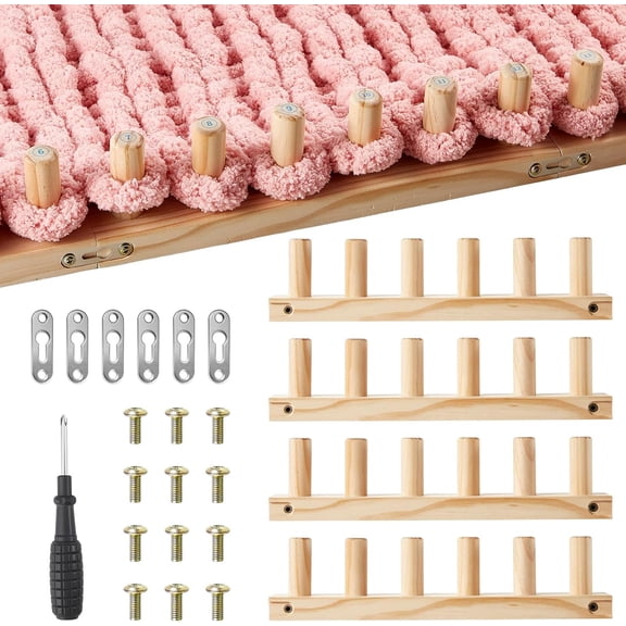 Chunky Yarn Loom for Blankets - Adujstable Wooden Weaving Loom for Adults, Extra Large Knitting Loom for DIY Throw Blankets