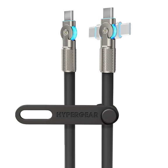 HyperGear USB-C to USB-C Fast Charge and Sync Chunky180° Rugged Cable, 12 Ft., Black