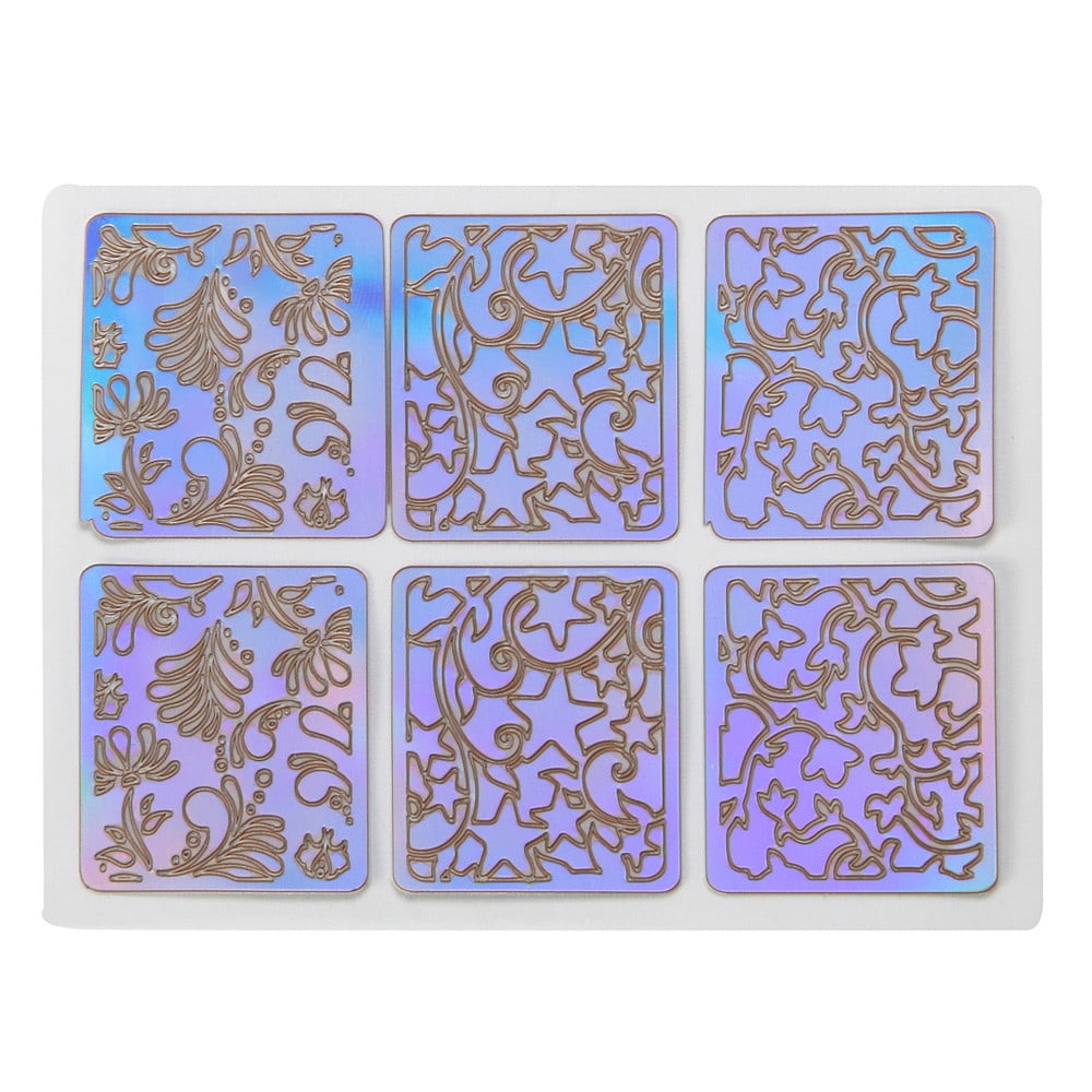 Chunleiiii 6 Sheets New Nail Hollow Irregular Grid Stencil Reusable