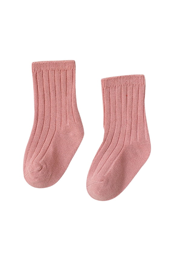 Chunleiiii Children's Socks Boys And Girls Cotton Socks Double Needle Mid Calf Baby Baby Solid Color Socks Cowboy Boot Baby Socks
