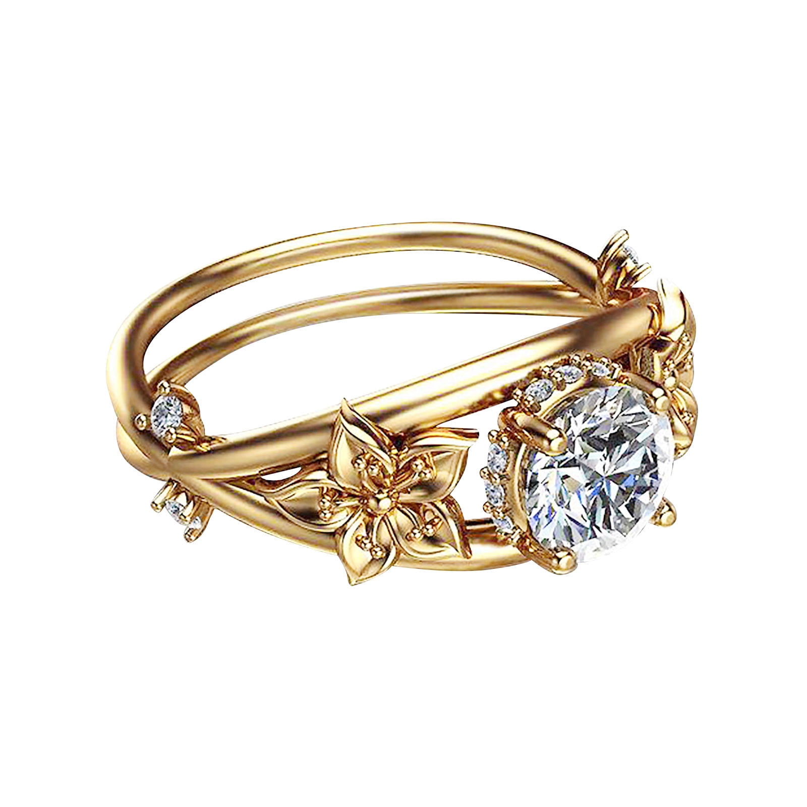 Chunleiiii Gold Micro Set Zircon Ring Jewelry Birthday Proposal Gift