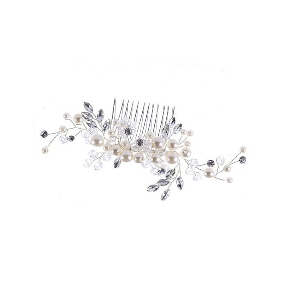 Chunleiiii Rain&Star Bridal Hair Clip Silver Bridal Hair Clips Hair Accessories Pearl Wedding Comb Handmade Rhinestone Headpiece For Brides And Bridesmaid For Wedding Metal Hair Band for Straight Hair
