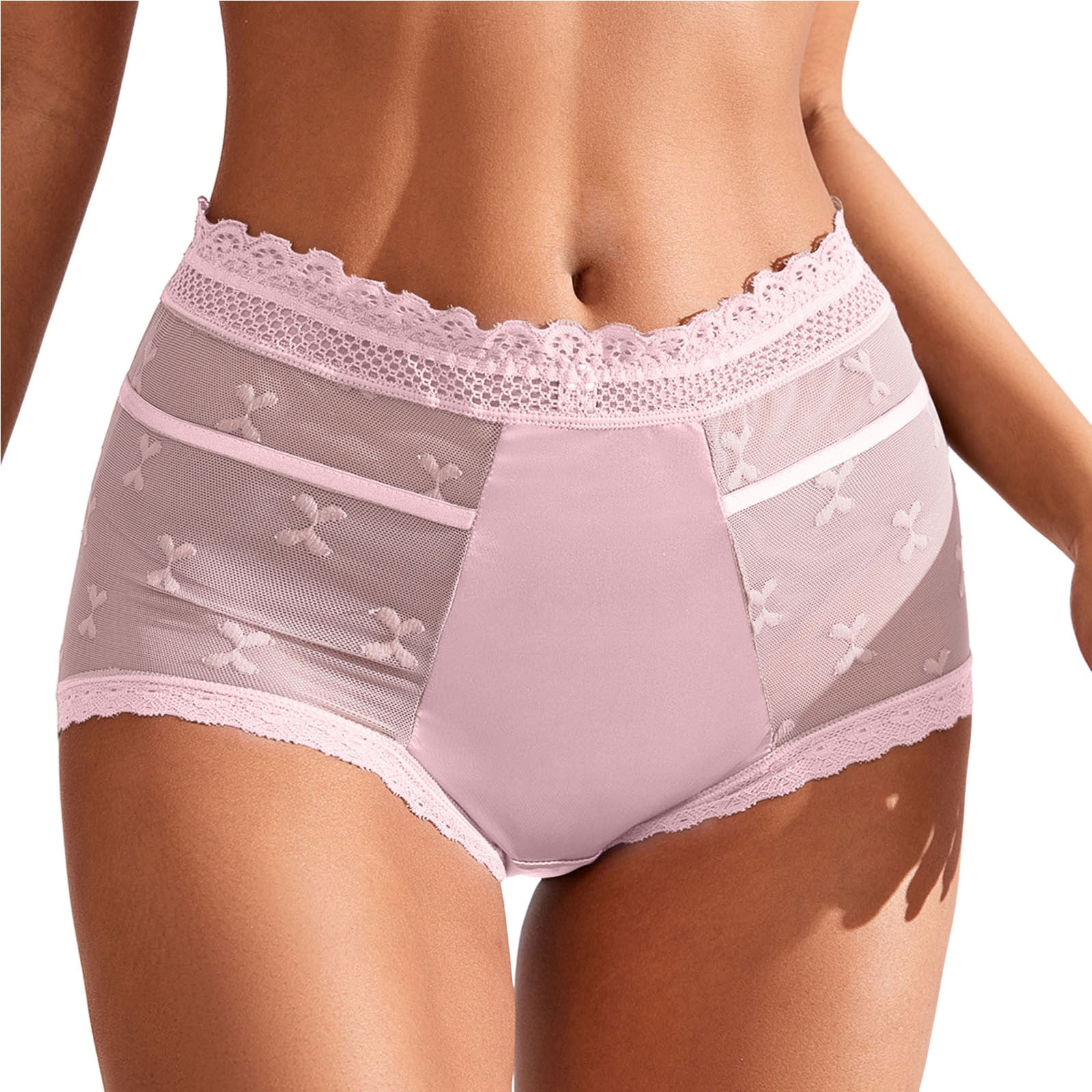 Chunleiiii Sexy Lace Edge Underwear For Women Love Mesh High Waist Ice