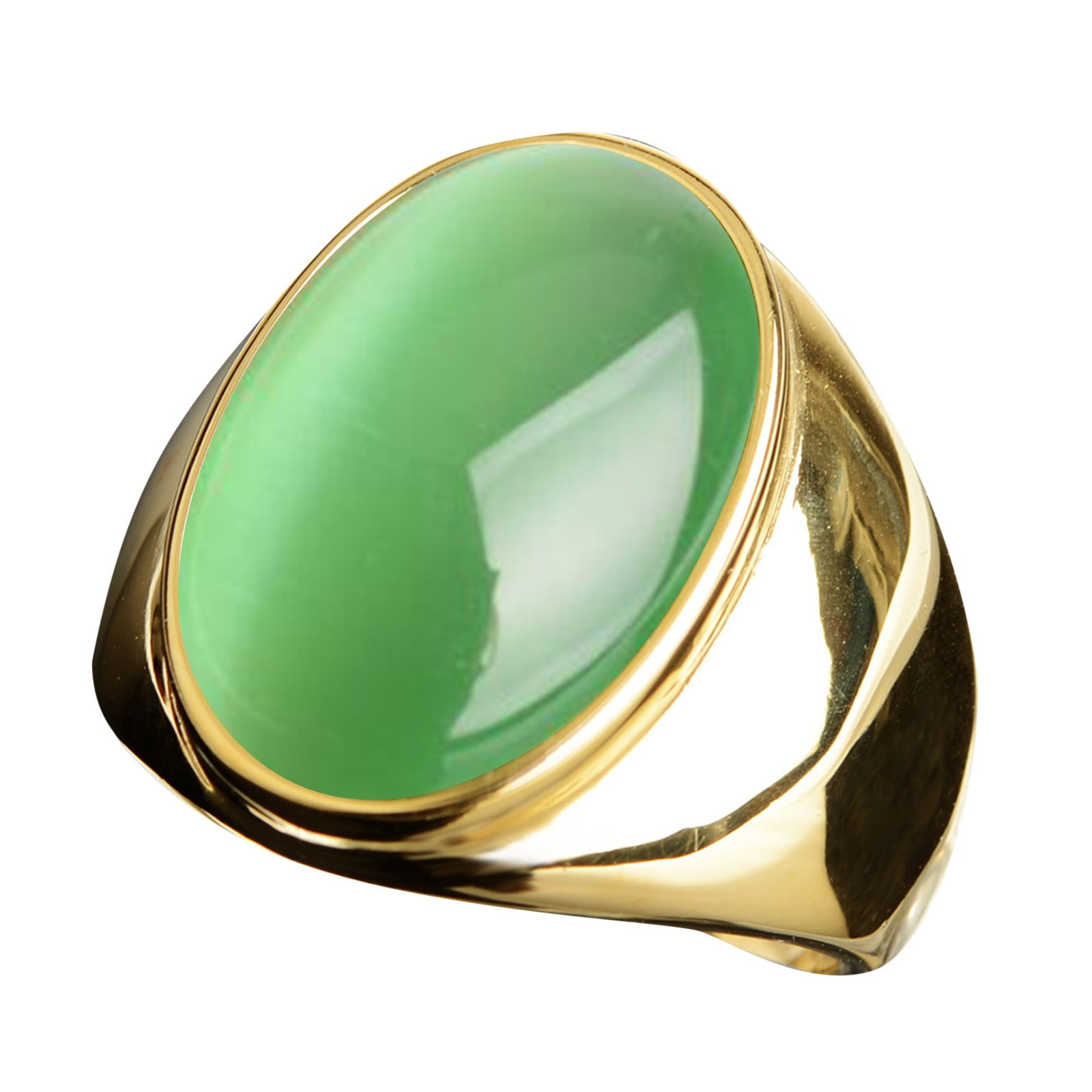 Chunleiiii Stainless Steel Artificial Cat Eye Stone Ring Titanium Steel