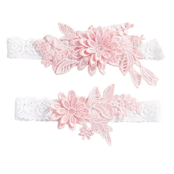 Chunleiiii White Garters For Bride 2 Pieces Wedding Garter For Bride Elasticity Lace Garter Wedding Garter Set For Bride Copper Sleeves for Knees