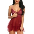 thumbnail image 1 of Chunoy Women Lingerie Babydoll Lace Nightgown Mesh Chemise Boudoir Nighty Teddy Lingerie, 1 of 5