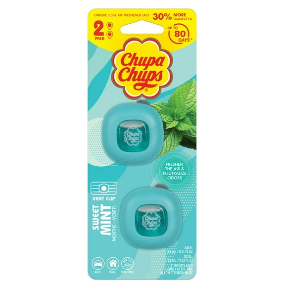 Chupa Chups Car Air Freshener, Sweet Mint - Long Lasting Car Fresheners with Fun Scents, Colorful and Vibrant Air Freshener for Car, Unique Car Freshner Perfume Deodorizer Refresher Fragrance
